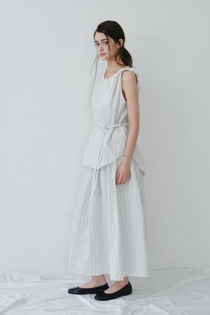 SMOCK BANDING GATHER SKIRT_OFF WHITE