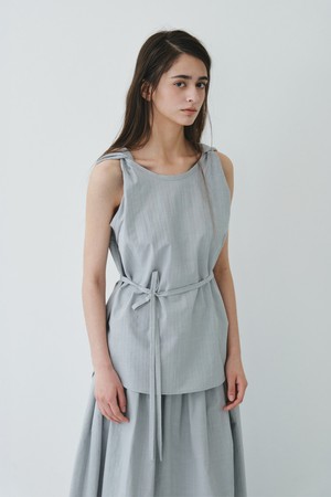 TWIST SHOULDER BLOUSE TOP_LIGHT BLUE