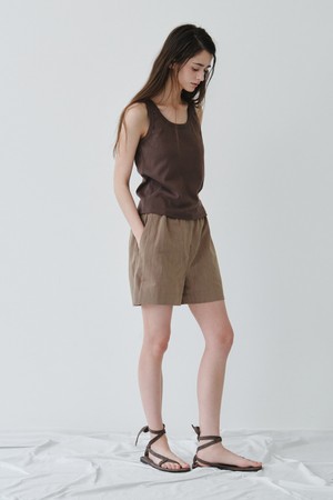 COTTON SLEEVELESS TOP_BROWN