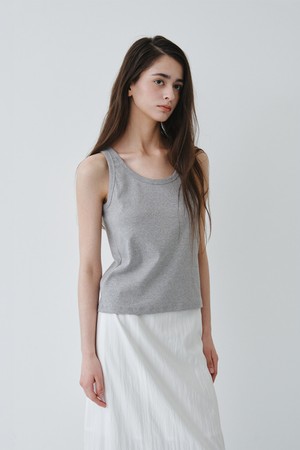 COTTON SLEEVELESS TOP_GREY