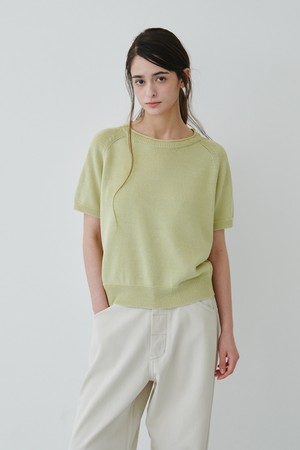 COTTON HALF ROUND KNIT TOP_GREEN