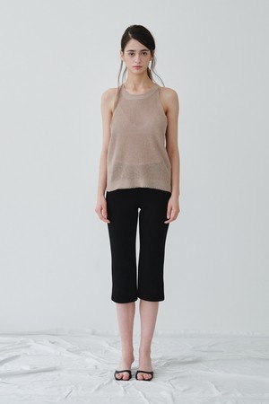 LINEN HALTER KNIT TOP_BEIGE