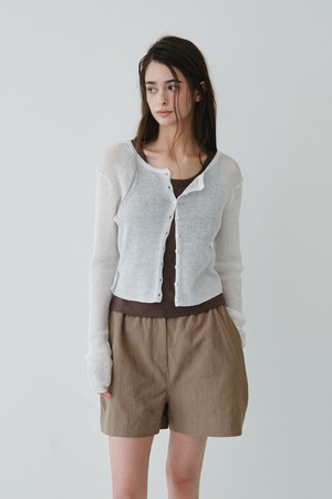 LINEN SHEER RIB CARDIGAN_OFF WHITE