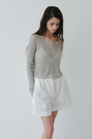 LINEN SHEER RIB CARDIGAN_LIGHT GREY