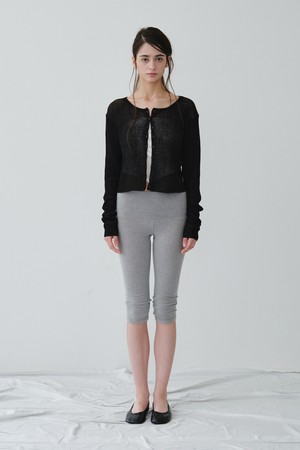 LINEN SHEER RIB CARDIGAN_BLACK
