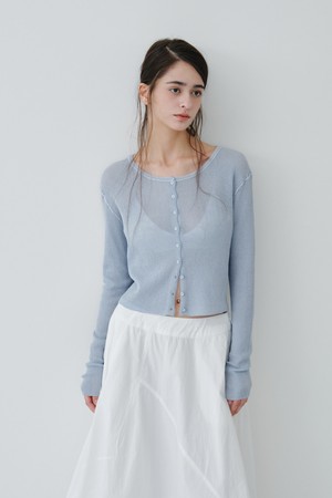 LINEN SHEER RIB CARDIGAN_LIGHT BLUE