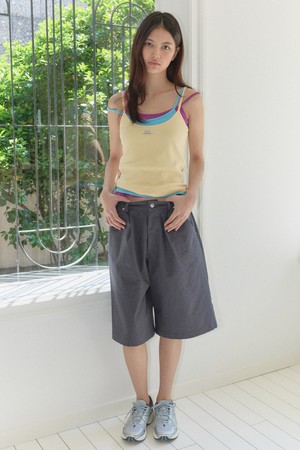 [26MID] RIVET MIXED BERMUDA PANTS (CHARCOAL)