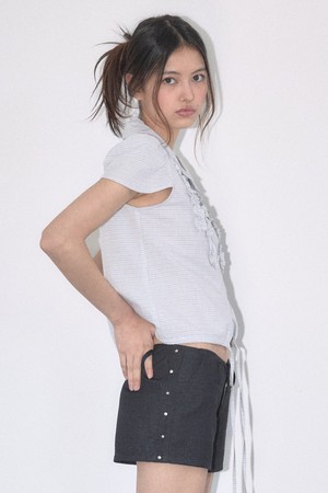 [26MID] MIXED RIVET SHORTS (BLACK)
