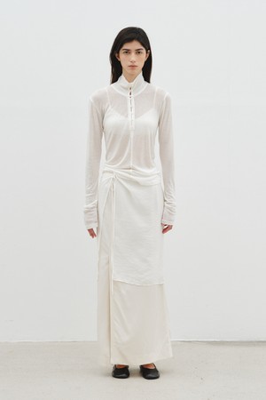 LAYERED SHEER WRAP SKIRT_IVORY