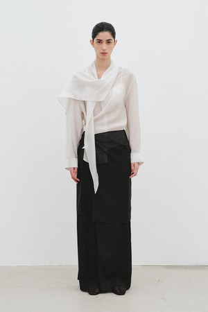 LAYERED SHEER WRAP SKIRT_BLACK
