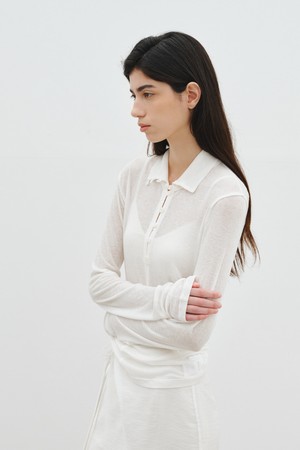 BUTTON-DOWN TURTLENECK TOP_OFF WHITE
