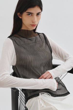 MESH LAYERED TOP SET_BLACK