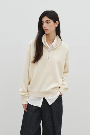 WOOL HALF ZIP-UP KNIT_OFF WHITE