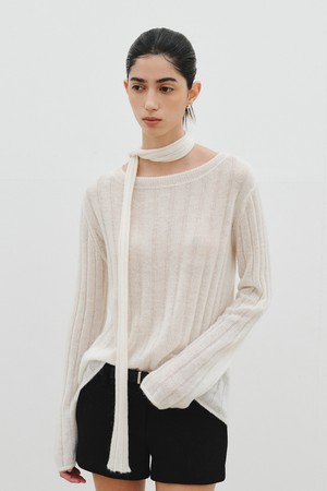 HAIRY STRAP KNIT_IVORY