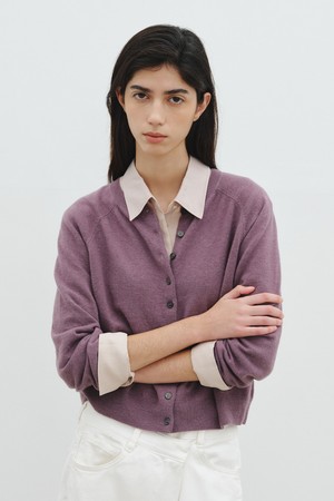 CASHMERE BLEND ROUND CARDIGAN_PURPLE