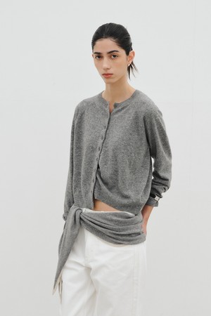 CASHMERE BLEND ROUND CARDIGAN_GREY