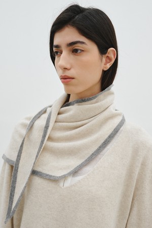 WOOL CASHMERE LINE MUFFLER_PALE BEIGE