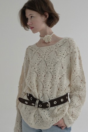 [25FW] CORSAGE POINTELLE PULLOVER (IVORY)