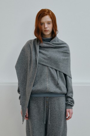 WOOL CASHMERE SHAWL MUFFLER_GREY