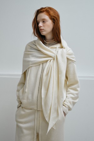 WOOL CASHMERE SHAWL MUFFLER_OFF WHITE