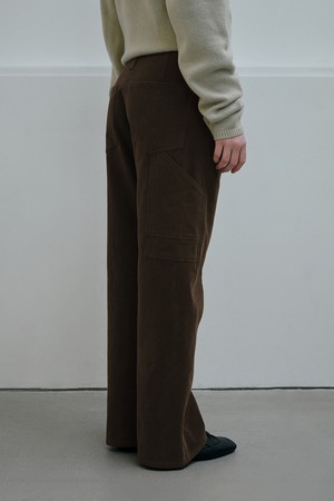 BRUSHED COTTON RELAXED PANTS_BROWN
