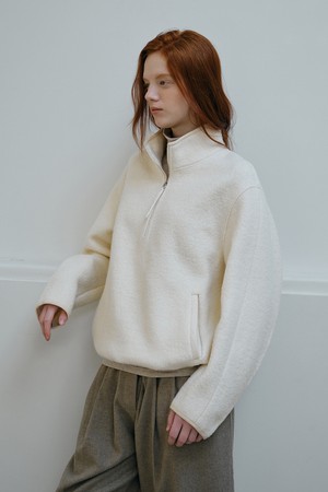 WOOL BLEND HALF ZIP-UP TOP_IVORY