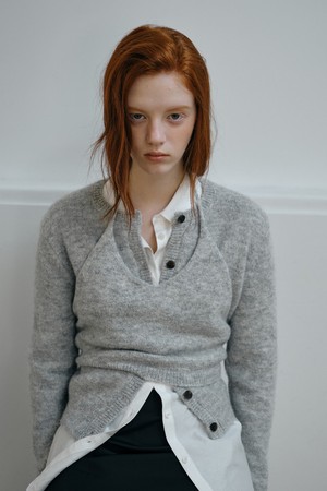 ALPACA LAYERED KNIT CARDIGAN SET-UP_LIGHT GREY