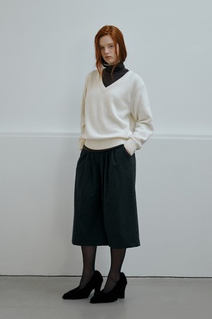 CASHMERE BLEND V-NECK TOP_OFF WHITE