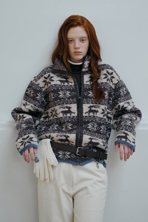 NORDIC HIGH-NECK KNIT JUMPER_BROWN
