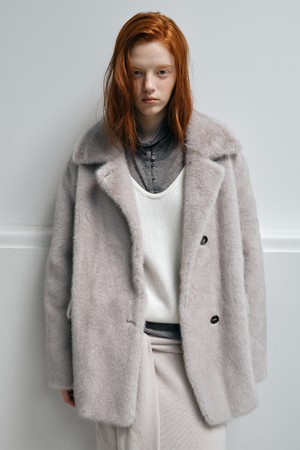 FAUX MINK FUR OVERSIZED JACKET_LIGHT GREY