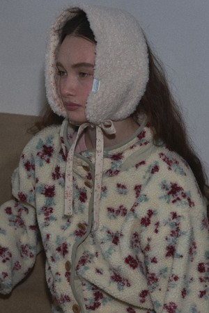 [26WINTER] TEDDY FLORAL EAR MUFF (CREAM)