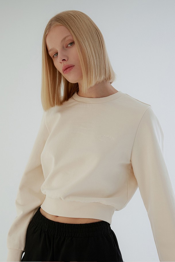 Le Soleil Matinee - 스웻셔츠 - [21FW] Luster Signature Crop Sweat Shirt[Ivory]