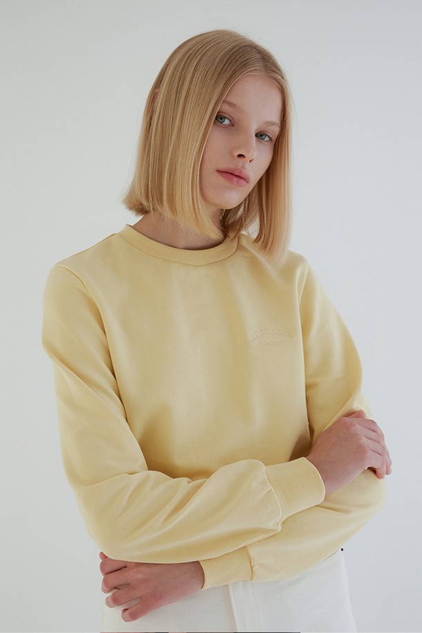 Le Soleil Matinee - 스웻셔츠 - [21FW] Luster Signature Crop Sweat Shirt[Yellow]