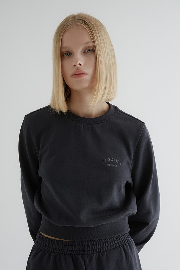 Le Soleil Matinee - 스웻셔츠 - [21FW] Luster Signature Crop Sweat Shirt[Charcoal]