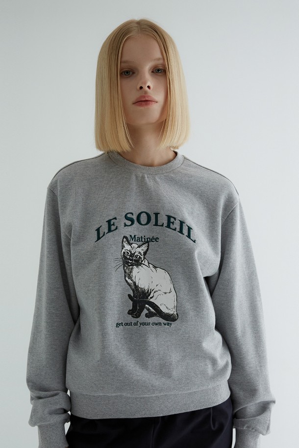 Le Soleil Matinee - 스웻셔츠 - [21FW] Luster Cat Sweat Shirt[Melange Grey]