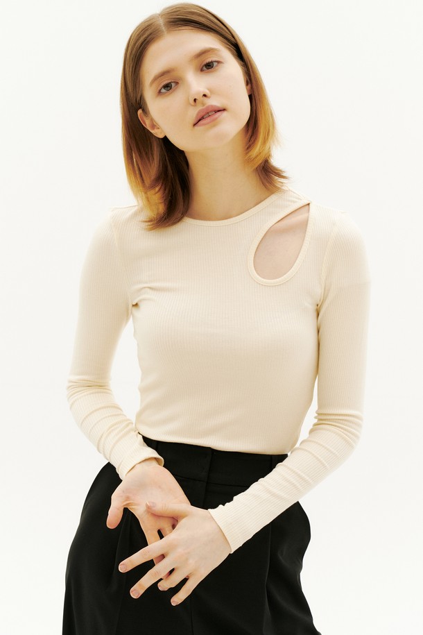 Le Soleil Matinee - 긴소매 티셔츠 - [22SS] Modal Ribbed Cut Out T-shirts[IVORY]