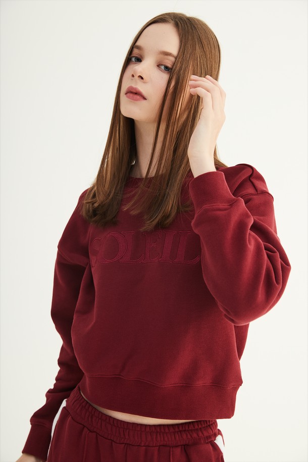 Le Soleil Matinee - 스웻셔츠 - [22FW] Luster Soleil Crop Sweatshirts [Burgundy]