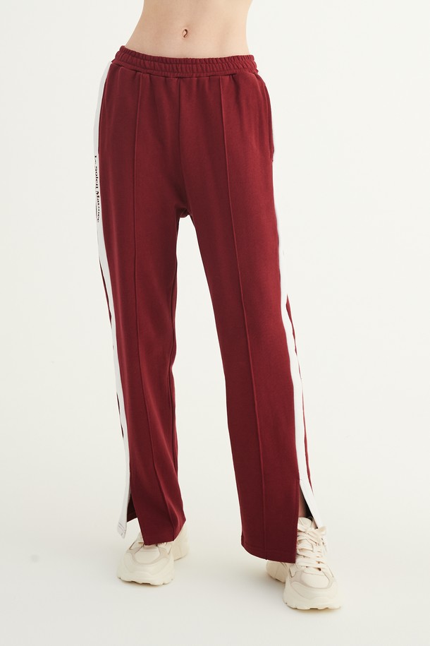 Le Soleil Matinee - 롱/미디팬츠 - [22FW] Luster Soleil Side Line-Slit Pants [Burgundy]