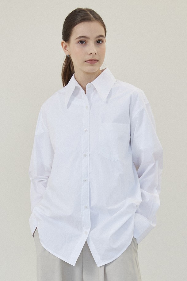 Le Soleil Matinee - 셔츠 - Cotton Wide Collar Semi Over Shirts [OFF WHITE]