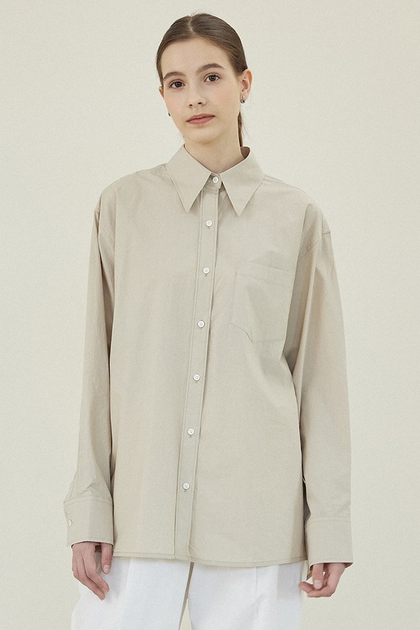 Le Soleil Matinee - 셔츠 - Cotton Wide Collar Semi Over Shirts [BEIGE]