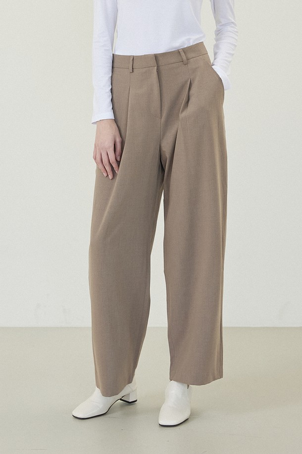 Le Soleil Matinee - 롱/미디팬츠 - Classic One Tuck Wide Span Slacks [MOCHA BROWN]