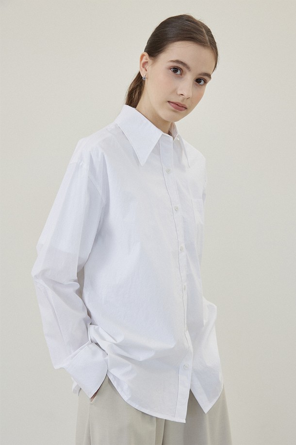 Le Soleil Matinee - 셔츠 - Cotton Wide Collar Semi Over Shirts [OFF WHITE]