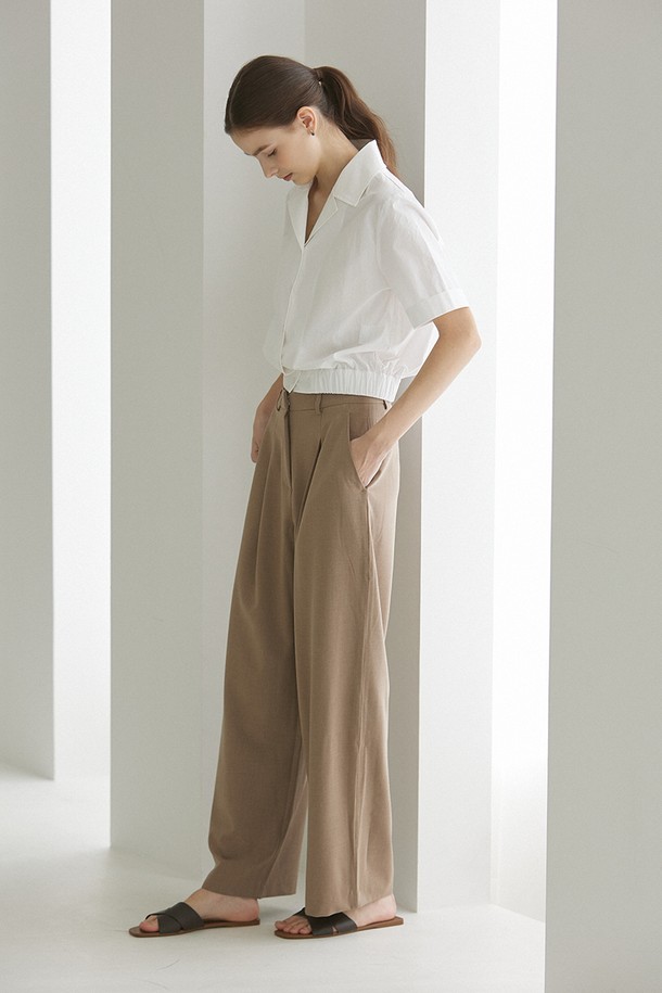 Le Soleil Matinee - 롱/미디팬츠 - Classic One Tuck Wide Span Slacks [MOCHA BROWN]