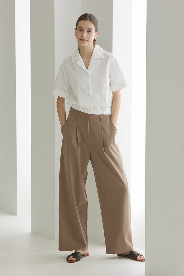 Le Soleil Matinee - 롱/미디팬츠 - Classic One Tuck Wide Span Slacks [MOCHA BROWN]