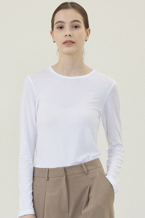 Slim Tencel Span Long Sleeve T-Shirts [OFF WHITE]