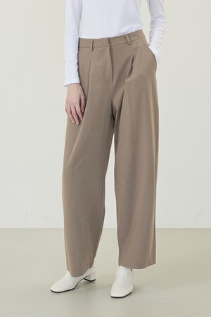 Classic One Tuck Wide Span Slacks [MOCHA BROWN]