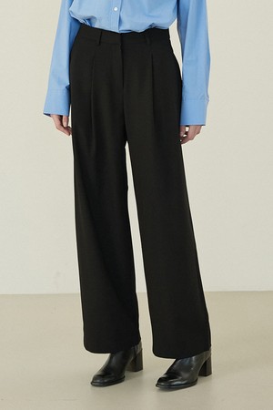 Classic One Tuck Wide Span Slacks [BLACK]