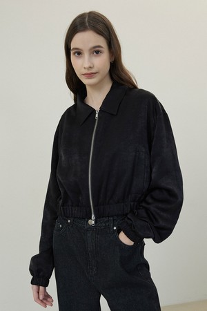 Satin Black Crop Jacket [BLACK]