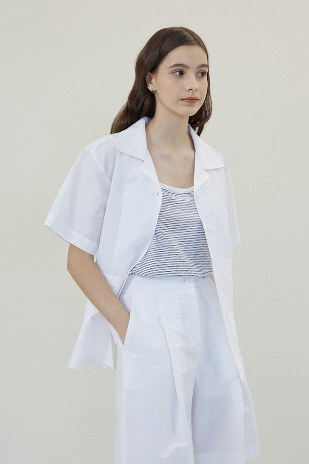 Le Soleil Matinee - 자켓 - Linen Half Shirts Jacket [OFF WHITE]