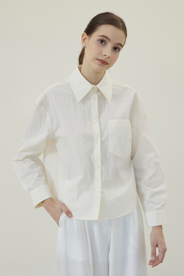 Le Soleil Matinee - 셔츠 - Nylon Long Sleeve Crop Shirts [IVORY]